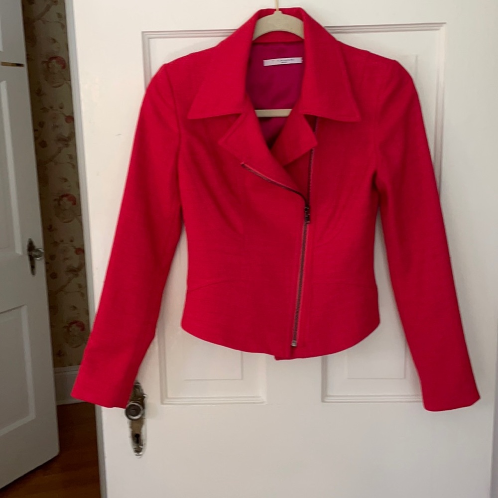 Tahari moto hot pink jacket